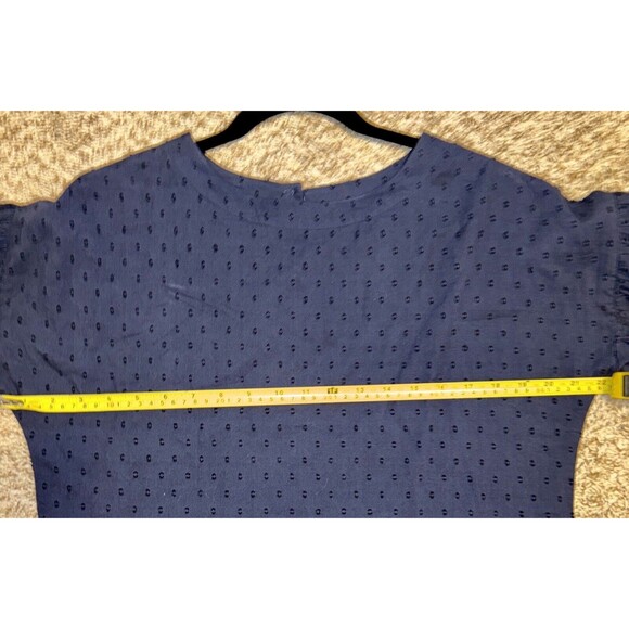 Fitzroy & Willa XS Dress Navy Blue Eyelet Puff Sleeve Preppy Classy Minimal Corp - Picture 5 of 11